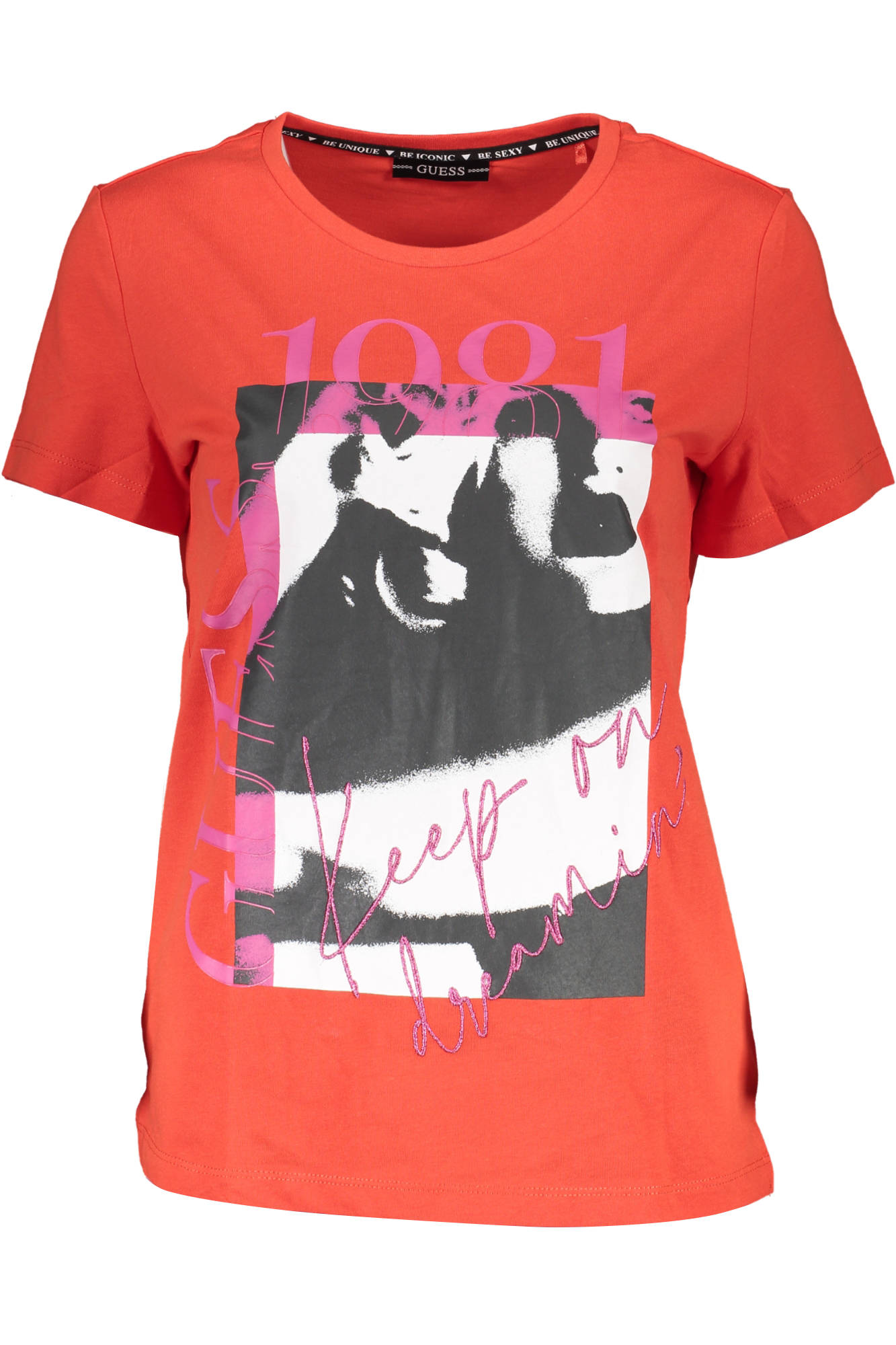 T-SHIRT DONNA GUESS A MANICA CORTA ROSSO