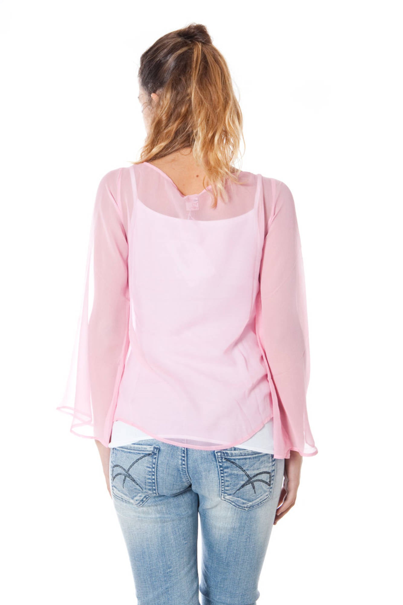 PHARD MAGLIA DONNA MANICHE LUNGHE ROSA