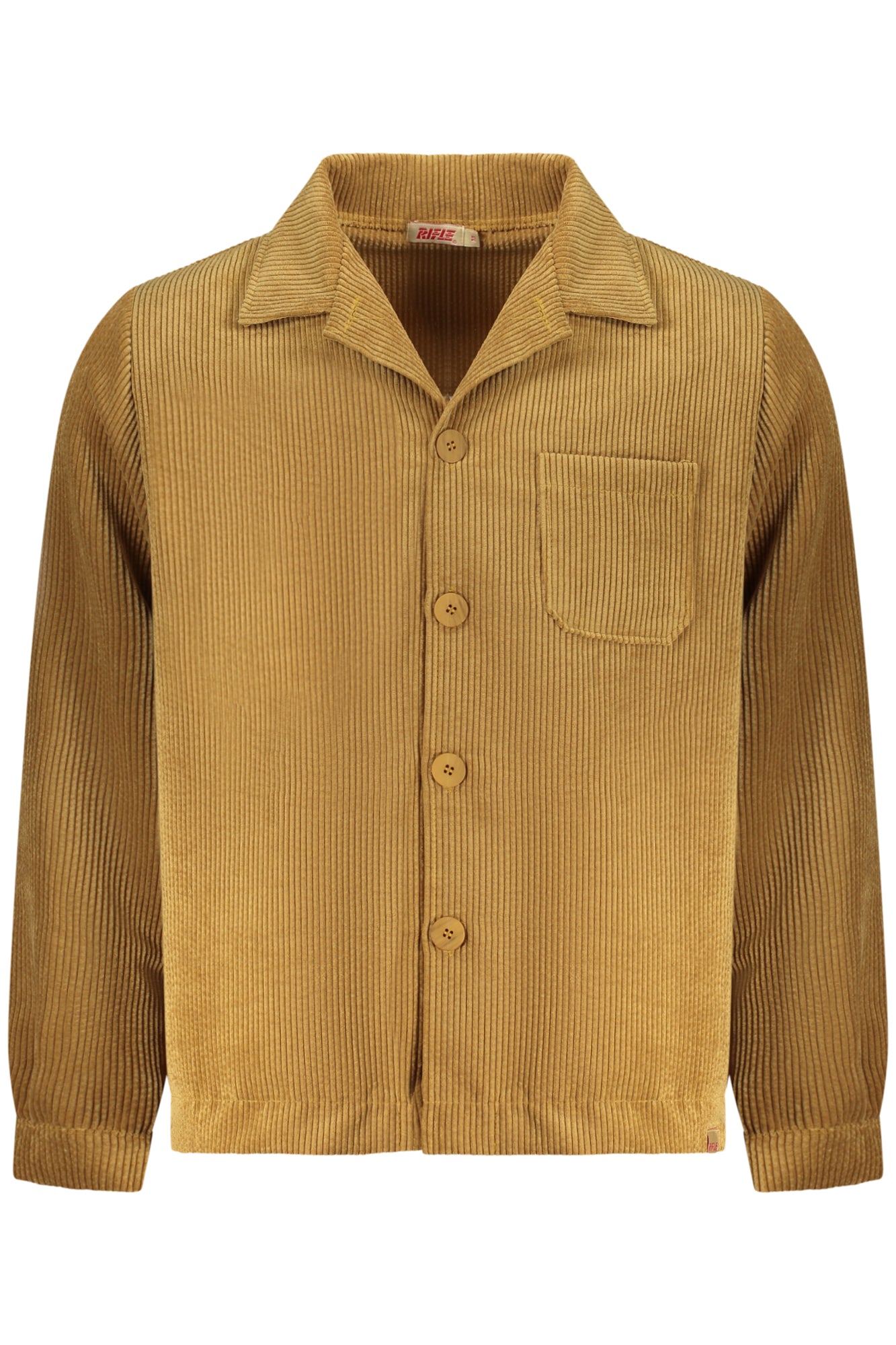 Camicia da uomo a maniche lunghe marrone con fucile stampato